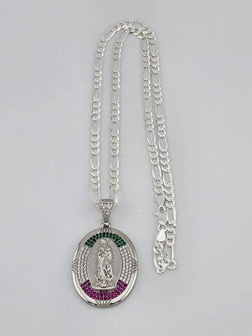 Brand New Sterling Silver 925 Virgen De Guadalupe Necklace