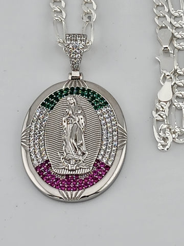 Brand New Sterling Silver 925 Virgen De Guadalupe Necklace