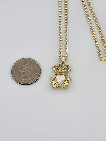 Brand New Sterling Silver 925 White heart Teddy Bear Necklace