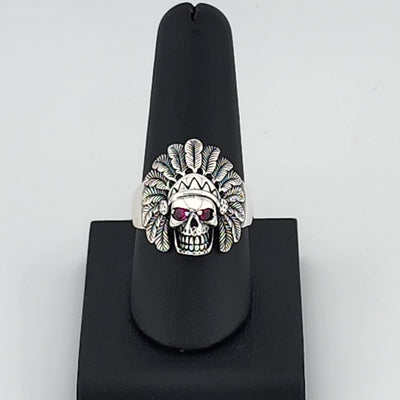 Brand New Sterling Silver 925 Native American Skull Head Ring