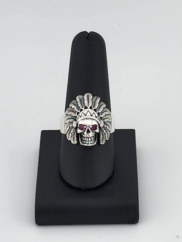 Brand New Sterling Silver 925 Native American Skull Head Ring