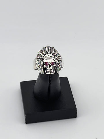 Brand New Sterling Silver 925 Native American Skull Head Ring