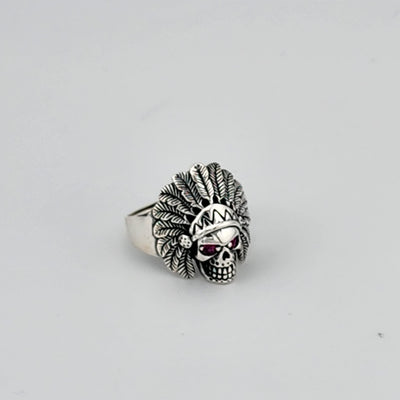 Brand New Sterling Silver 925 Native American Skull Head Ring