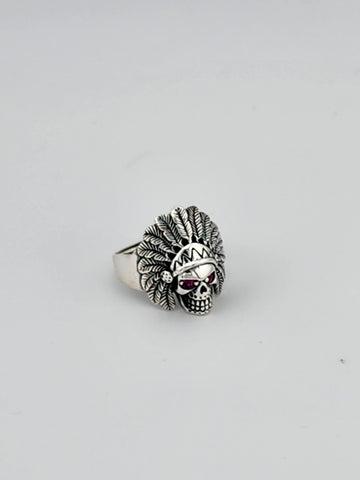 Brand New Sterling Silver 925 Native American Skull Head Ring