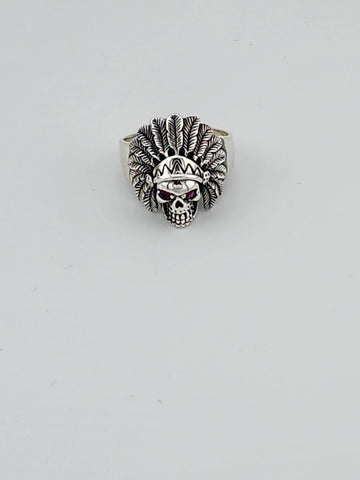 Brand New Sterling Silver 925 Native American Skull Head Ring