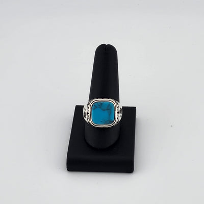 Brand New Sterling Silver 95 Blue Turquoise Square Ring