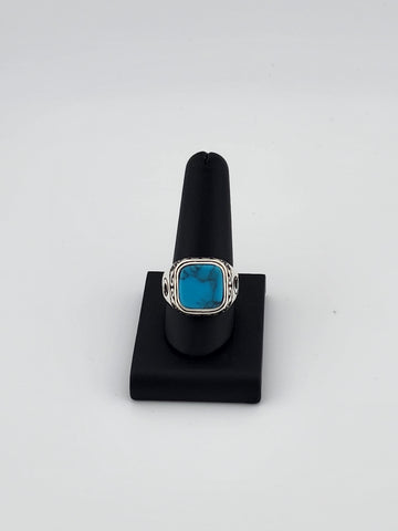 Brand New Sterling Silver 95 Blue Turquoise Square Ring