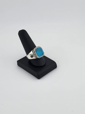 Brand New Sterling Silver 95 Blue Turquoise Square Ring