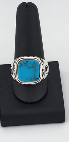 Brand New Sterling Silver 95 Blue Turquoise Square Ring