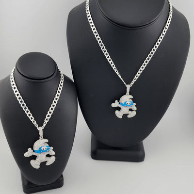 Brand New Sterling Silver 925 Smurf Necklace