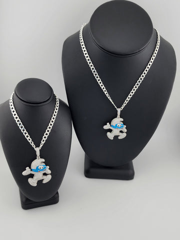 Brand New Sterling Silver 925 Smurf Necklace