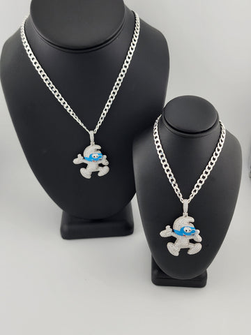 Brand New Sterling Silver 925 Smurf Necklace