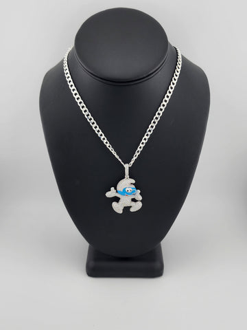 Brand New Sterling Silver 925 Smurf Necklace