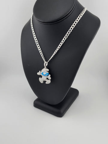 Brand New Sterling Silver 925 Smurf Necklace