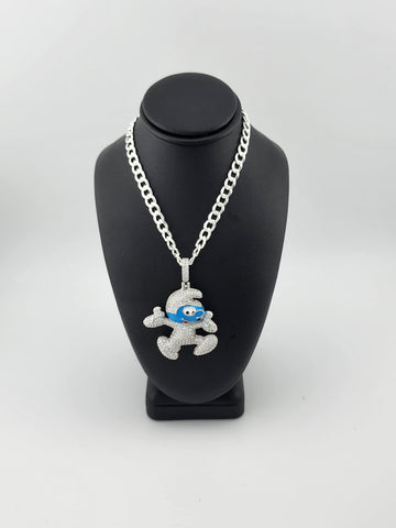 Brand New Sterling Silver 925 Smurf Necklace