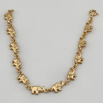 Brand New Brazilian 18k Gold Filled 11 Elephants Bracelet