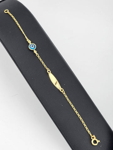 Brand New Brazilian 18k Gold Filled Blue Evil Eye Bracelet