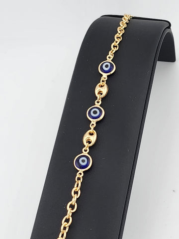 Brand New Brazilian 18k Gold Filled Blue Evil Eye Bracelet