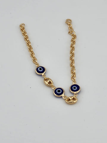 Brand New Brazilian 18k Gold Filled Blue Evil Eye Bracelet