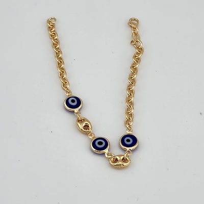 Brand New Brazilian 18k Gold Filled Blue Evil Eye Bracelet