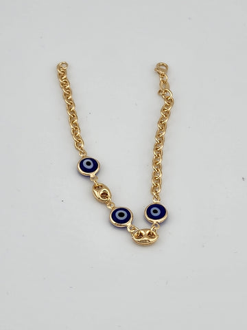 Brand New Brazilian 18k Gold Filled Blue Evil Eye Bracelet