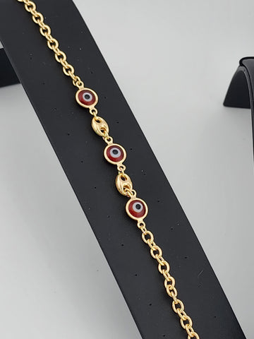 Brand New Brazilian 18k Gold Filled Red Evil Eye Bracelet