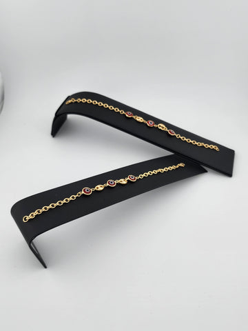 Brand New Brazilian 18k Gold Filled Red Evil Eye Bracelet