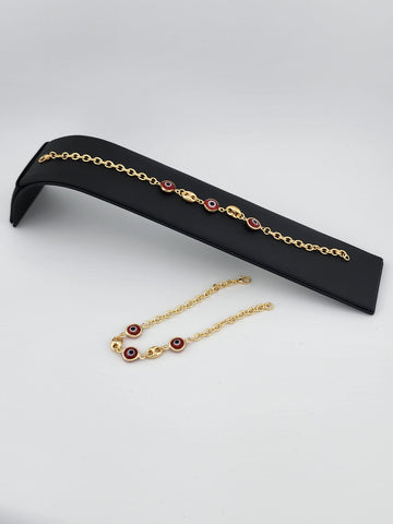 Brand New Brazilian 18k Gold Filled Red Evil Eye Bracelet