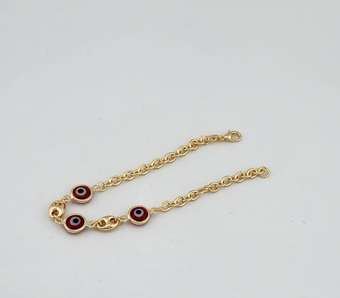 Brand New Brazilian 18k Gold Filled Red Evil Eye Bracelet