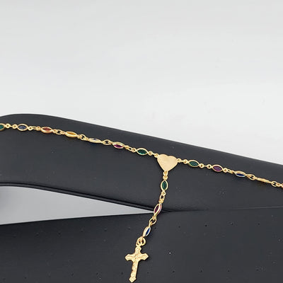 Brand New Brazilian 18k Gold Filled Heart Cross Bracelet