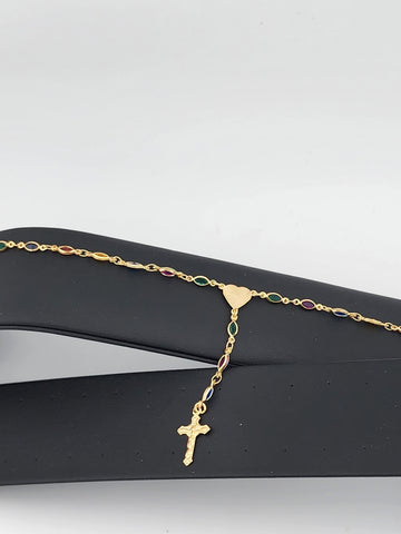 Brand New Brazilian 18k Gold Filled Heart Cross Bracelet