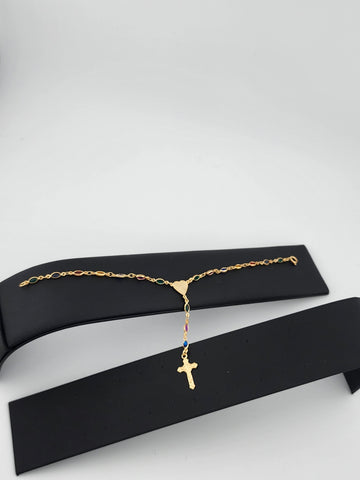 Brand New Brazilian 18k Gold Filled Heart Cross Bracelet