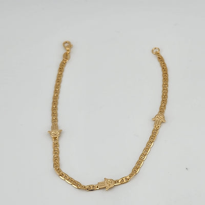 Brand New Brazilian 18k Gold Filled Three Hamsa Anklet