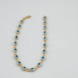 Brand New Brazilian 18k Gold Filled Multi Evil Eye Anklet