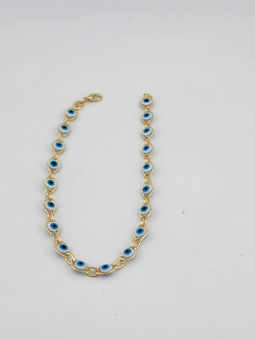 Brand New Brazilian 18k Gold Filled Multi Evil Eye Anklet