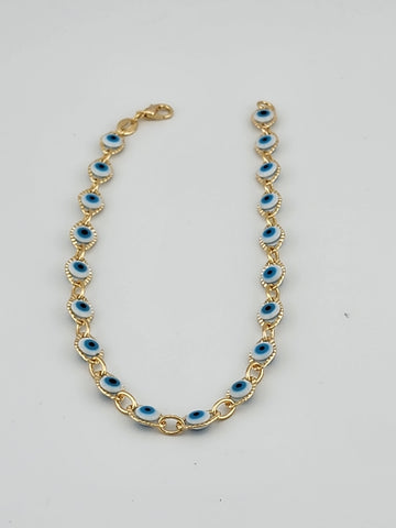 Brand New Brazilian 18k Gold Filled Multi Evil Eye Anklet