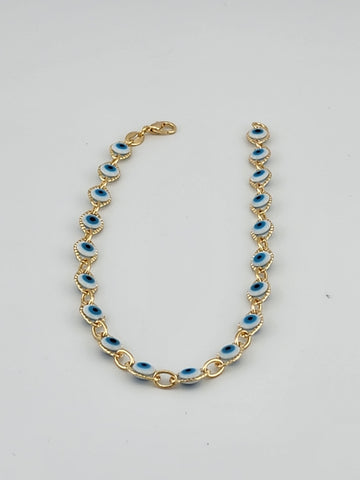 Brand New Brazilian 18k Gold Filled Multi Evil Eye Anklet