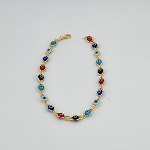 Brand New Brazilian 18k Gold Filled Multi Color Evil Eye Anklet