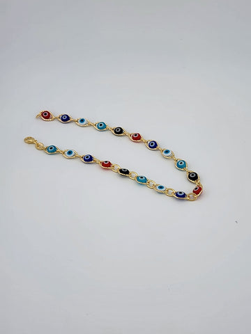 Brand New Brazilian 18k Gold Filled Multi Color Evil Eye Anklet