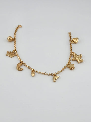 Brand New Brazilian 18k Gold Filled 8 Charms Anklet