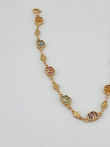 Brand New Brazilian 18k Gold Filled Multi Colored Elephant anklet