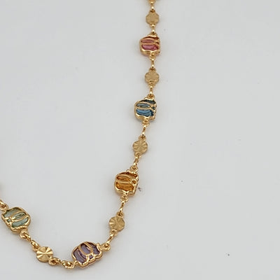 Brand New Brazilian 18k Gold Filled Multi Colored Elephant anklet