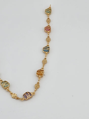 Brand New Brazilian 18k Gold Filled Multi Colored Elephant anklet