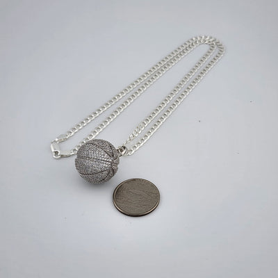 Brand New Sterling Silver 925 BasketBall Necklace