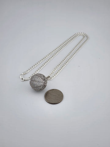 Brand New Sterling Silver 925 BasketBall Necklace