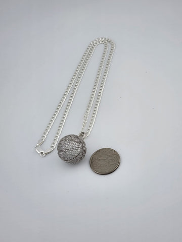 Brand New Sterling Silver 925 BasketBall Necklace