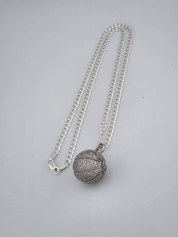 Brand New Sterling Silver 925 BasketBall Necklace