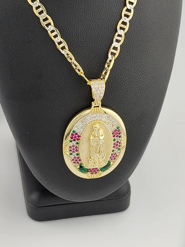 Brand New Sterling Silver 925 Virgen De Guadalupe Necklace