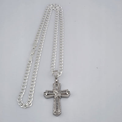 Brand New Sterling Silver 925 Cross with hands Necklace