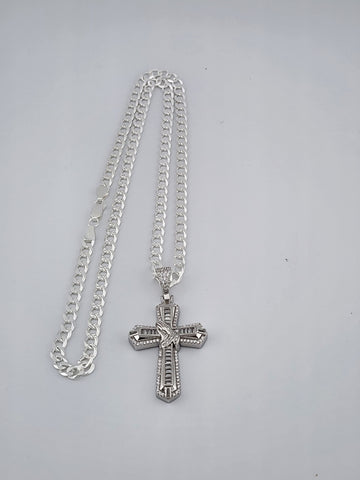 Brand New Sterling Silver 925 Cross with hands Necklace